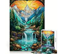 Surreal Sunset Waterfall Jigsaw Puzzles for Adults 1000 Piece Memory Boost Cozy Time Pattern Assembly Santa Wish List (38x52cm)