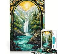 Surreal Sunset Waterfall Jigsaw Puzzles for Teenagers 1000 Piece Raise Memory Leisure Time Clean Edge Lovely Present (38x52cm)