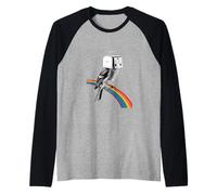 Surreal Toaster Bird - Absurd Rainbow Headline Creature Art Raglan Baseball Tee