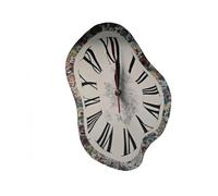 Surreal Wall Clock with Floral Border, Roman Numerals, 35.6 cm Height, Battery Powered, Modern Design