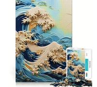 Surreal Wave Off Kanagawa Jigsaw Puzzles for Adults 1000 Pieces Brain Challenge Toy Quiet Fun Precise Cut Wall Art Decor (38x52cm)