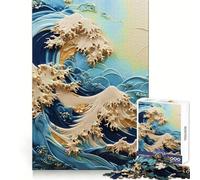 Surreal Wave Off Kanagawa Jigsaw Puzzles for Adults 1000 Pieces Brain Challenge Toy Quiet Fun Precise Cut Wall Art Decor (38x52cm)