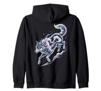 Surreal Wolf Made Of Clouds Running Across A Starry Sky Wolf Zip Hoodie