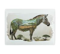 Surreal Zebra Glass Worktop Protector - Safari Landscapes Gifts for Wild Animal Lovers - Smooth Kitchen Chopping/Cutting Board Worktop Saver with Non-Slip Feet 39cm x 28.5cm (15" x 11")