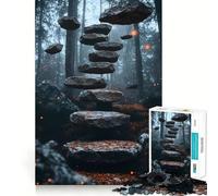 Surrealism A Forest Path Leads to A Staircase_ Jigsaws 1000 Pieces for Adults Brain Challenge Toy Peaceful Time Clear Cut Art Collectible (50x75cm)