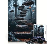 Surrealism A Forest Path Leads to A Staircase_ Jigsaws 1000 Pieces for Adults Brain Challenge Toy Peaceful Time Clear Cut Art Collectible (50x75cm)
