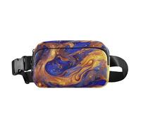 Surrealism A Vast River of Blue and Gold Stars Cute Fanny Waist Pack for Men Women Mini Croose Body Purse with Adjustable Strap for Travel Vacation Running