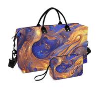 Surrealism A Vast River of Blue and Gold Stars Duffel Bag Travel Overnight Carry on Bag Sports Gym Bag with Adjustable Strap for Gym Waterproof