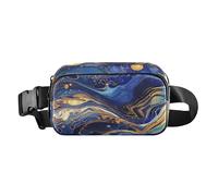 Surrealism A Vast River of Blue and Gold Stars Fashionable Waist Pack Crossbody Bag for Men Women Multipurpose Sling Bag Travel Essential with Adjustable Strap for Travel Shopping Running