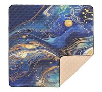 Surrealism A Vast River of Blue and Gold Stars Large Non-Slip Baby Playmat for Indoor Outdoor Cozy Breathable Tummy Time Mat for Baby Toddler Infant, 50'' x 50''