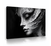 Surrealism Abstract Picture Canvas Poster Print Mysterious and Gloomy Face Wall Art Modern Chic Artwork Living Room Wall Decor Black 55x80cm Innerframe