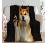 Surrealism Animal Shiba Inu Printed Black Throw Blanket for Bed, Baby Size Soft Flannel Throw Blanket for All Season Decor Comfy Warm - 39 × 52 inch Blankets for Adults Kids