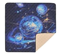 Surrealism Blue-Gold Cosmic Planet Soft Padded Baby Activity Play Mat for Indoor Outdoor Portable Activity Gym Mat for Baby Toddler Infant, 50'' x 50''