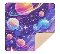 Surrealism Colorful Cosmic Planet Cute Foldable Baby Play Mat for Floor Washable Travel Play Mat for Babies Infants Toddlers, 50'' x 50''