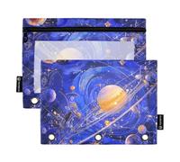 Surrealism Colorful Cosmic Planet Pencil Pouches for Binder with Clear Window Rings Pencil case Large and Sturdy inch Binders 3 Rings for Office Supplies Multicolored 2 PCS
