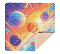 Surrealism Colorful Cosmic Planet Soft Padded Baby Activity Play Mat for Indoor Outdoor Water Resistant Padded Baby Mat for Babies Infants Toddlers, 50'' x 50''