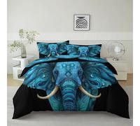 Surrealism Fantasy Elephant Duvet Cover Set Kids, Black Bedding Set 120 X 150 Cm Bedroom Collection 3Pcs Cot-Bed Size Duvet Cover Breathable & With Zipper