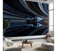 Surrealism Line Road Supercar Mural Wallpaper, Black Wallpaper for Bedroom Living Room TV Backdrop Office Hotel Corridor Wall Background Decoration Non-Woven Wall Paper 250 X 175 cm (WxH)