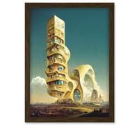 Surrealism Modern Architecture Palace Artwork Framed Wall Art Print A4 Artery8 Brown One Size
