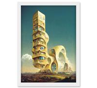 Surrealism Modern Architecture Palace Artwork Framed Wall Art Print A4 Artery8 White One Size