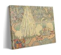 Surrealism Wall Art Print There Is A Happy Land (1910) by Herbert Crowley, Featuring A Magical Landscape with Figures And Smoking Cauldrons Canvas Painting Wall Art Decorative Picture Prints Modern D