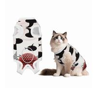 Surrealist Background, red, White, and Black Colors Dog Surgery Suit Recovery Suit, 100% Cotton Breathable Full Body Dog & Cat Surgical Suit with Cute Prints, Male & Female Pets Large