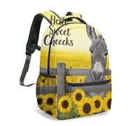 Surrealist Donkey Sunflower Print 16 Inch Backpack for Kids School, Collage Art All Over Graphic Patterned Rucksack (02)