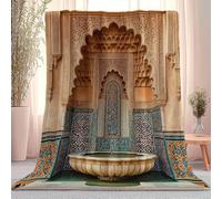 Surrealist Style Islamic Architecture Flannel Plush Throw Blanket, Cozy Brown Decor Stuff Blanket - Gifts for Lover Girls Boys Kids Adults Women Bed Travel 180 x 200 cm