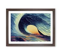 Surrealistic Ocean Wave Vol.4 Abstract H1022 Framed Print for Living Room Bedroom Home Office Décor, Wall Art Picture Ready to Hang, Walnut A4 Frame (34 x 25 cm)