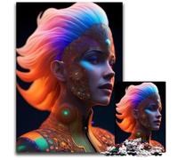 Surrealistic Woman Face Piece Jigsaw Puzzle Challenging Puzzles Ideal for Family Fun RelaxationHoliday Gifts 1000 PCS(38x26cm)