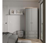 Surrey 2 Drawer Double Wardrobe (Ready Assembled) Ready Assembled 2 U Grey Large