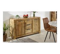Surrey Large Sideboard 2 Door 3 Drawer - Solid Mango Wood - L40 x W145 x H80 cm Indian Hub Brown One Size