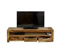 Surrey Large TV with 3 Drawers - Solid Mango Wood - L40 x W150 x H40 cm Indian Hub Brown One Size