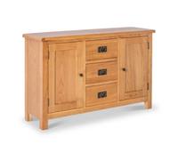 Surrey Oak 3 Drawer Sideboard Fully Assembled - By Roseland Furniture
