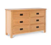 Surrey Oak Large 6 Drawer Chest Fully Assembled - By Roseland Furniture