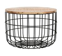Surrey Wire Coffee Table with Removable Top - Solid Mango Wood/Metal - L60 x W60 x H40 cm Indian Hub Brown One Size