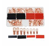 Surriba Ring Copper Tube Terminals with Heat Shrink Connectors Set, Cable Lugs 12v Battery Terminal Connectors for Electric Auto Cable 10 8 6 4 AWG 120PCS