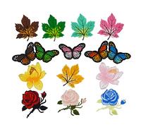 Surriba Roses Iron Patches(15 Pack), Butterflies Iron on Patches for Clothing, Maple Leaves Sew on Patch for Applique Peony Jeans Repair Jackets