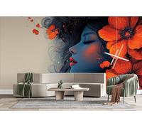 Surrounded By Flowers 3D Photo Wallpaper Non-Woven Wall Mural Artistic Sense Wall Mural Decoration Poste Premium Wallpaper Wall Art for Living Room Bedroom W366xH254 15yf151