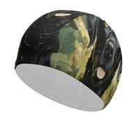 Surrounded by Green Splash Circle Swim Cap for Women Men Swimming Hat Bath Waterproof Pool Caps for Long Thick Curly Hair