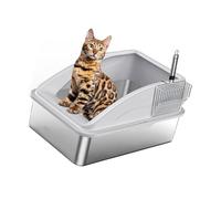 Surrounded Stainless Steel Cat Scoop Splash Provent Design Litter Box with Litter Container Removal Litter Box and Scoop for Odor