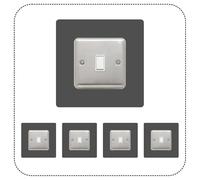 SurroundShop 5X Single Light Switch Surrounds - 145mm x 145mm Square Gloss Acrylic Finger Plates - 3mm Thick - No Adhesive - UK Manufactured by DSD Supplies Ltd - 18+ Colours Available (Dark Grey)