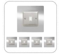 SurroundShop 5x Single Light Switch Surrounds - 145mm x 145mm Square Gloss Acrylic Finger Plates - 3mm Thick - No Adhesive - UK Manufactured by DSD Supplies Ltd - 18+ Colours Available (Silver Mirror)