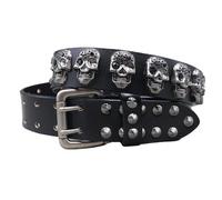 Surrycee Black,105cm(34"~36"), Rivet Belt Genuine Leather Belt with Skull Studded Rock Punk Gothic Leather Belt for Jeans Rockwear Men/Women, 3.8cm Wide
