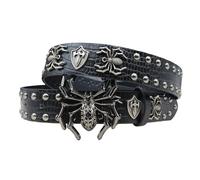 Surrycee Black,105cm/waist:34"~36", Studded Belt Punk Rock Rivet Belt PU Leather Gothic Goth Black Belt With Spider Buckle for Men Women Gift, 38mm Wide