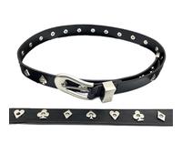 Surrycee Black,105cm/waist:34"~36", Stylish Women Poker Studded Casual Cowhide Leather Belts For Jeans Punk Rock Rivets Belt With Buckle- 2.8cm Wide