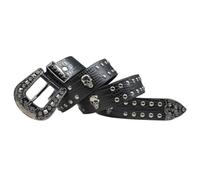 Surrycee Black,115cm/waist:38"~40", Skull Rivet Belts Women Men Black Studded Gothic Punk Rock Style PU Leather Belts with Big Buckle for Jeans Hip Hop, 38mm Wide