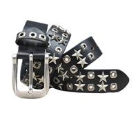 Surrycee Black,115cm/waist:38"~40", Star Studded Belt for Punk Rock Thrash Metal Gothic Classic Men Women Vintage Buckle Genuine Leather Belt for Jeans, 3.8cm Wide