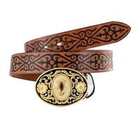 Surrycee Western Embossed Leather Belts for Men Women Cowboy Cowgirl with Cool Novelty Luminous Stone 3D Scorpion Buckle Vintage Belts, 38mm Wide,Brown,115cm/waist:38"~40"