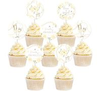 Sursurprise 24Pcs Pearls and Prosecco Cupcake Toppers, Love is Sweet Bridal Shower Decorations, Wedding Shower Bachelorette Engagement Party Cake Decorations Supplies
